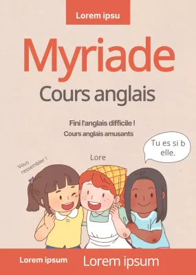 Illustration d'un personnage beige et rouge Promotion de l'école