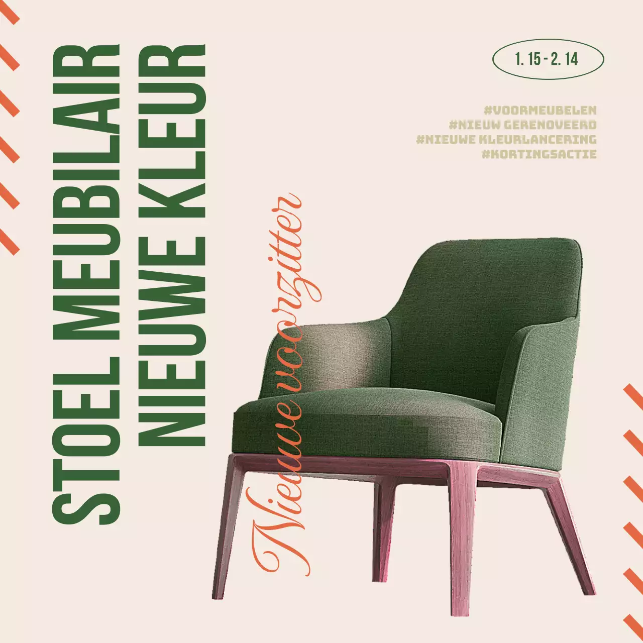 Groene en oranje moderne pasgetrouwde meubels te koop