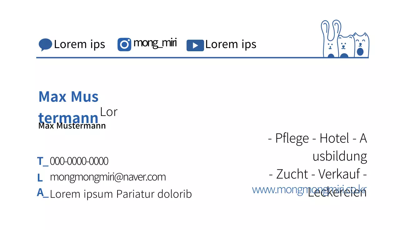 Blaue Illustration einfaches Tier-Café