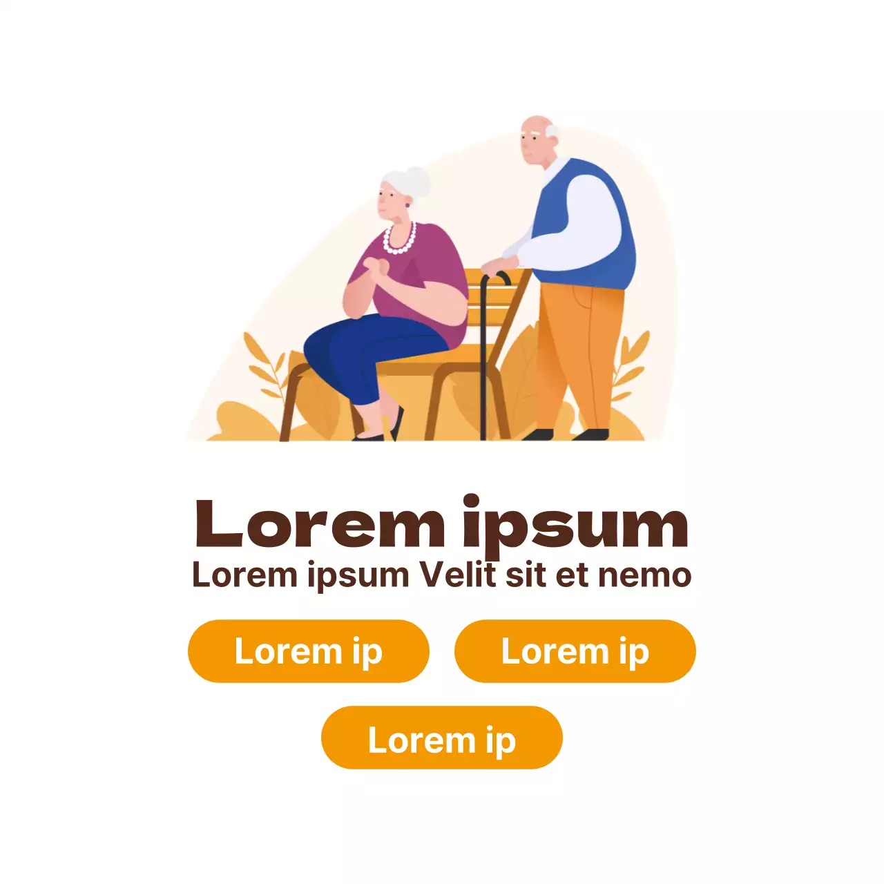 Weiß-gelbe Illustration Pflegeheim-Etikett