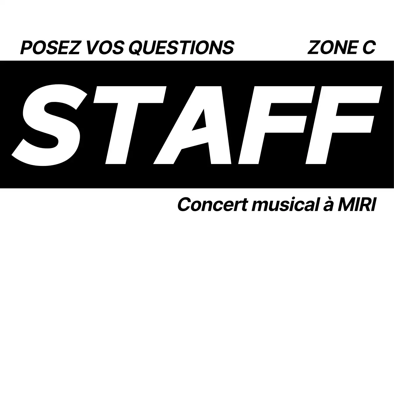 Concept de personnel de concert de musique avec logo en symbole noir