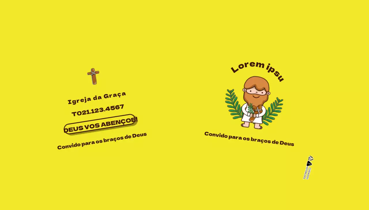 Ilustração de uma personagem amarela de uma igreja
