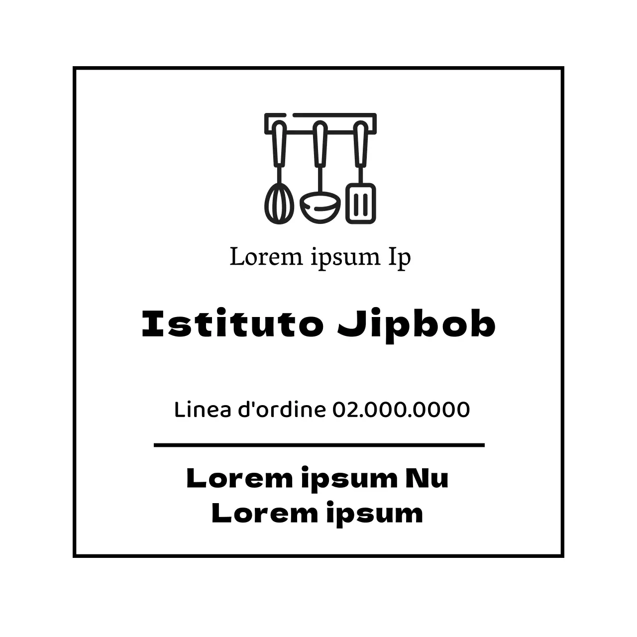 Illustrazione bianca di un'etichetta di contorno semplice per un ristorante