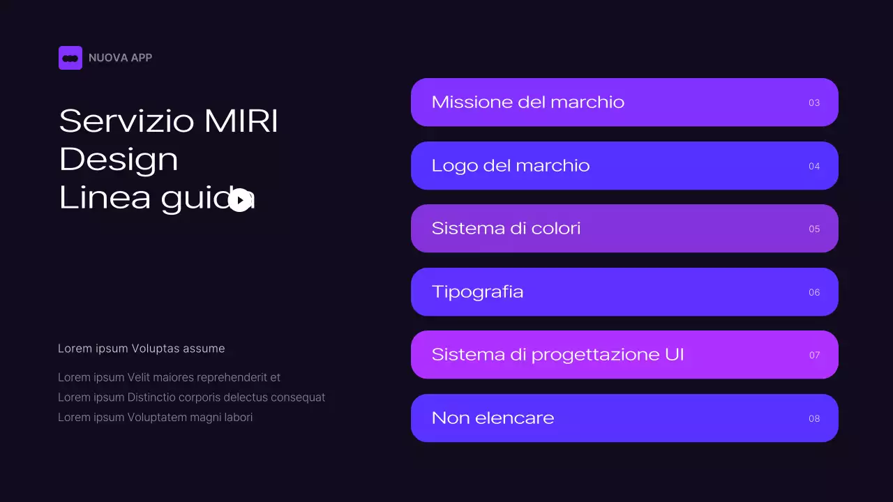 Linee guida del marchio nero e viola