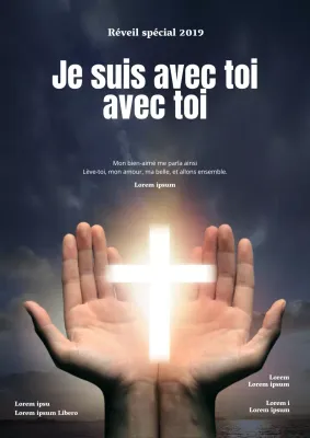 Promotion d'une église simple avec des mains et des croix noires