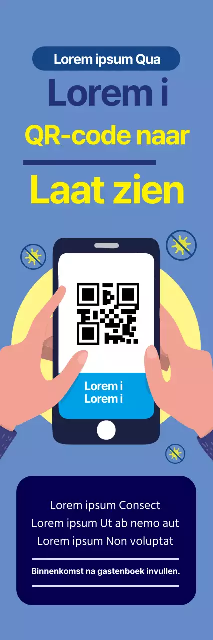 Keurig blauw geïllustreerde coronavirus sign-in labels