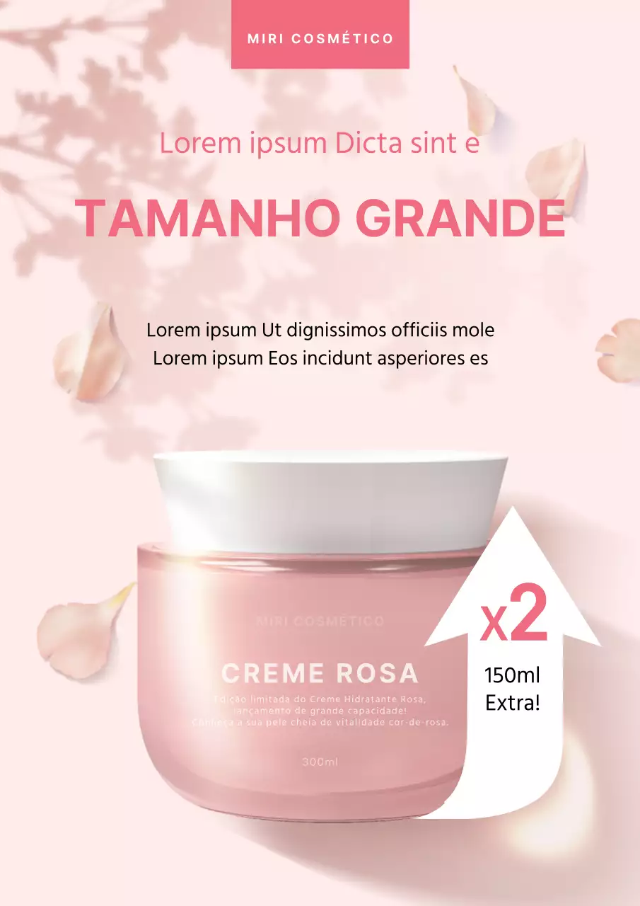 Cartaz promocional para um lançamento de cosméticos de uma marca de beleza chique em cor-de-rosa