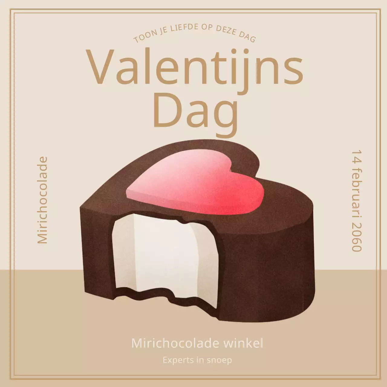 Valentijnsdag Instagram feed voor een luxe chocolatier in beige
