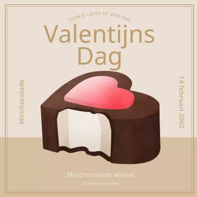 Valentijnsdag Instagram feed voor een luxe chocolatier in beige