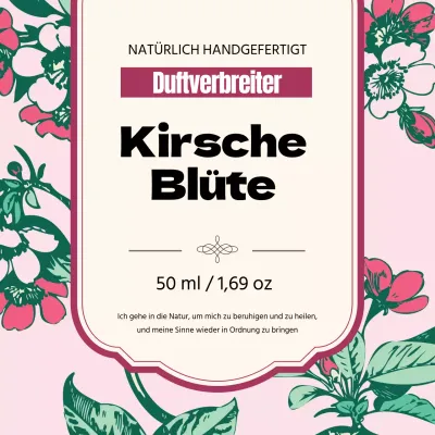 Vintage Parfüm Etikett mit rosa Illustration