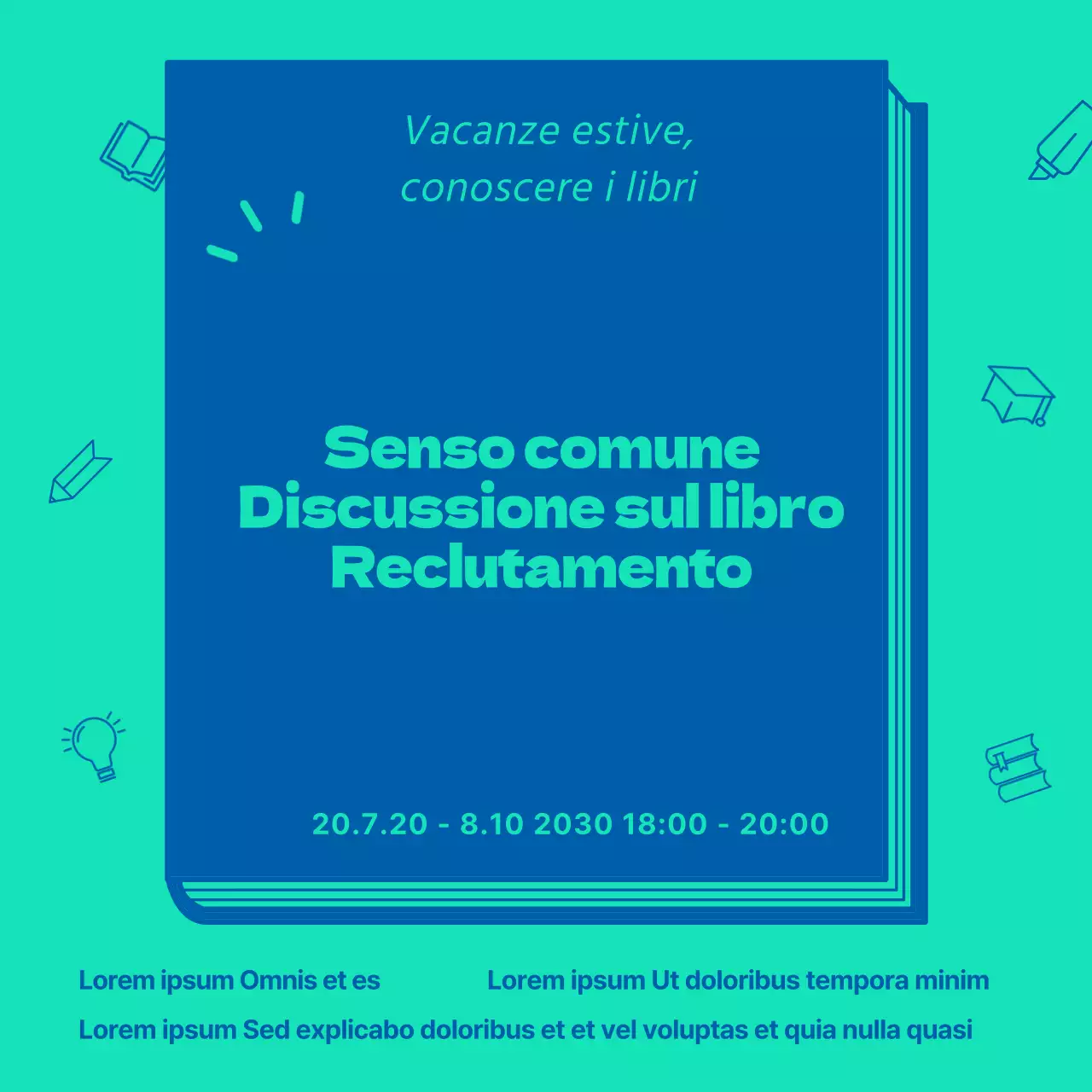Una semplice carrellata di libri in blu e menta