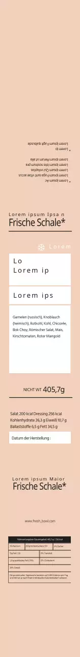 Beigefarbene saubere Etiketten für Salatverpackungen