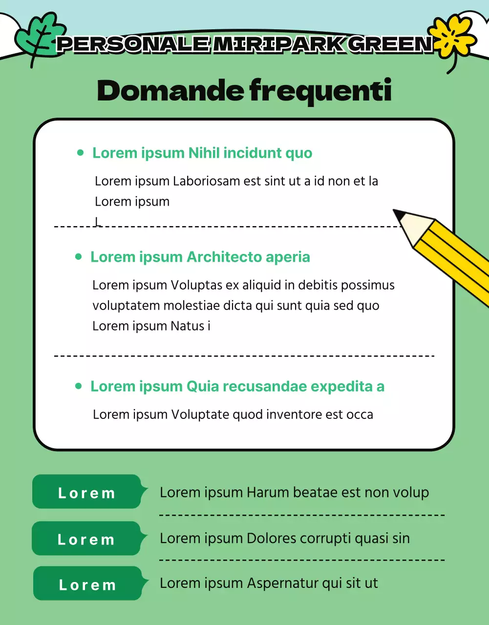 Annuncio di personale per le passeggiate verdi e gialle nel parco