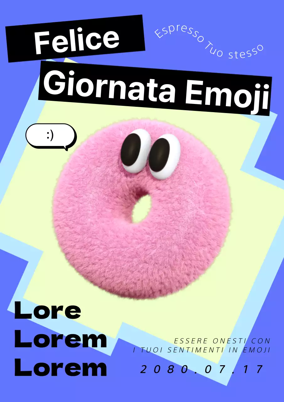 Annuncio della Giornata delle Emoji 3D blu e rosa