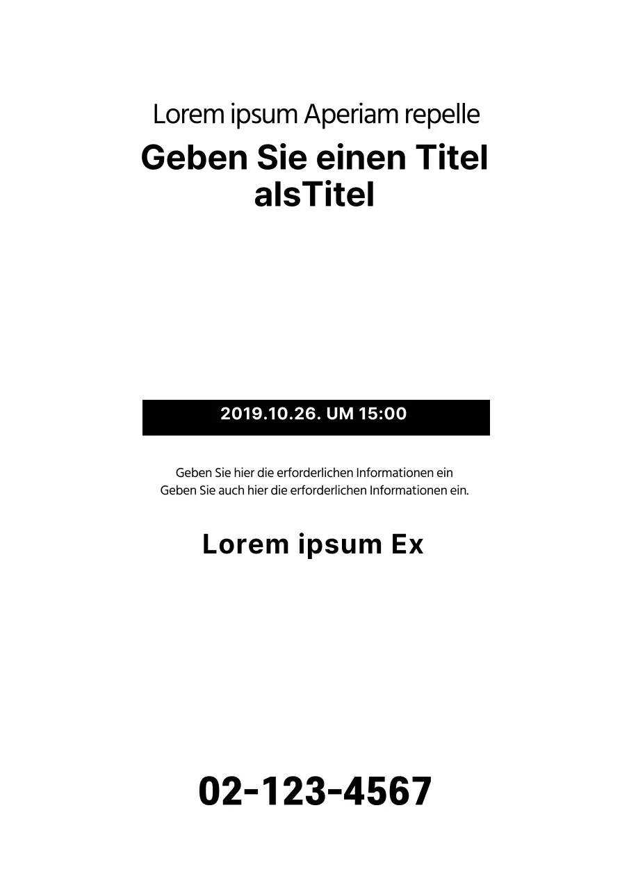 Einfaches Werbeflyer-Design in Weiß und Schwarz