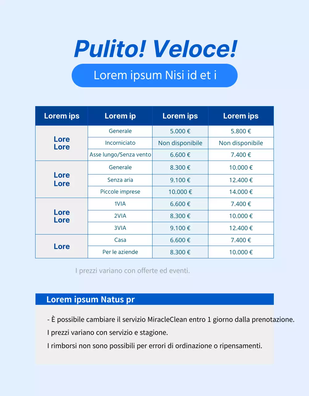 Servizio di pulizia dei condizionatori blu, ordinato e professionale (pagina di dettaglio)