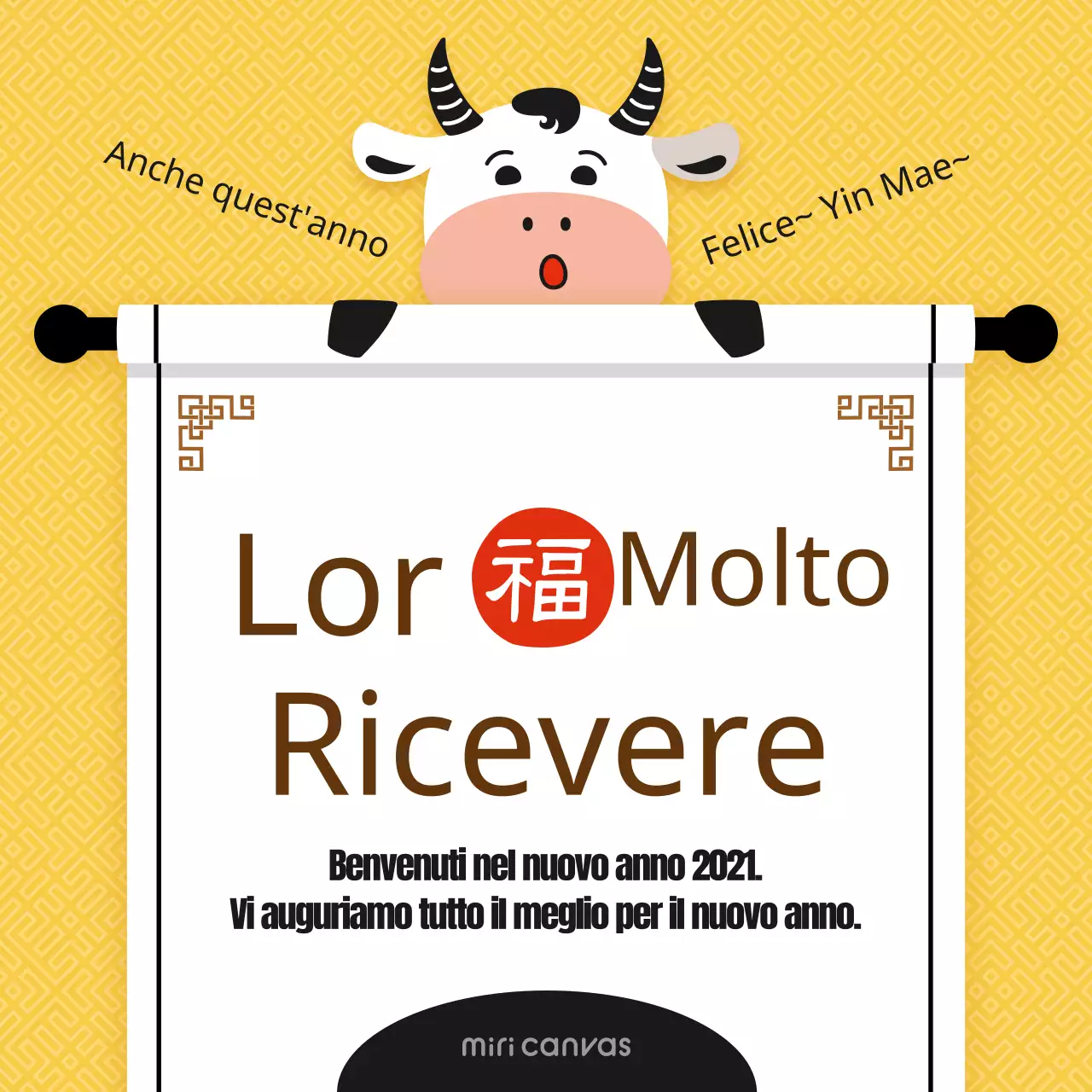 Auguri di buon anno con un simpatico concetto in giallo
