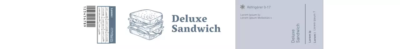 Illustration bleue rétro sandwich alimentaire détail emballage