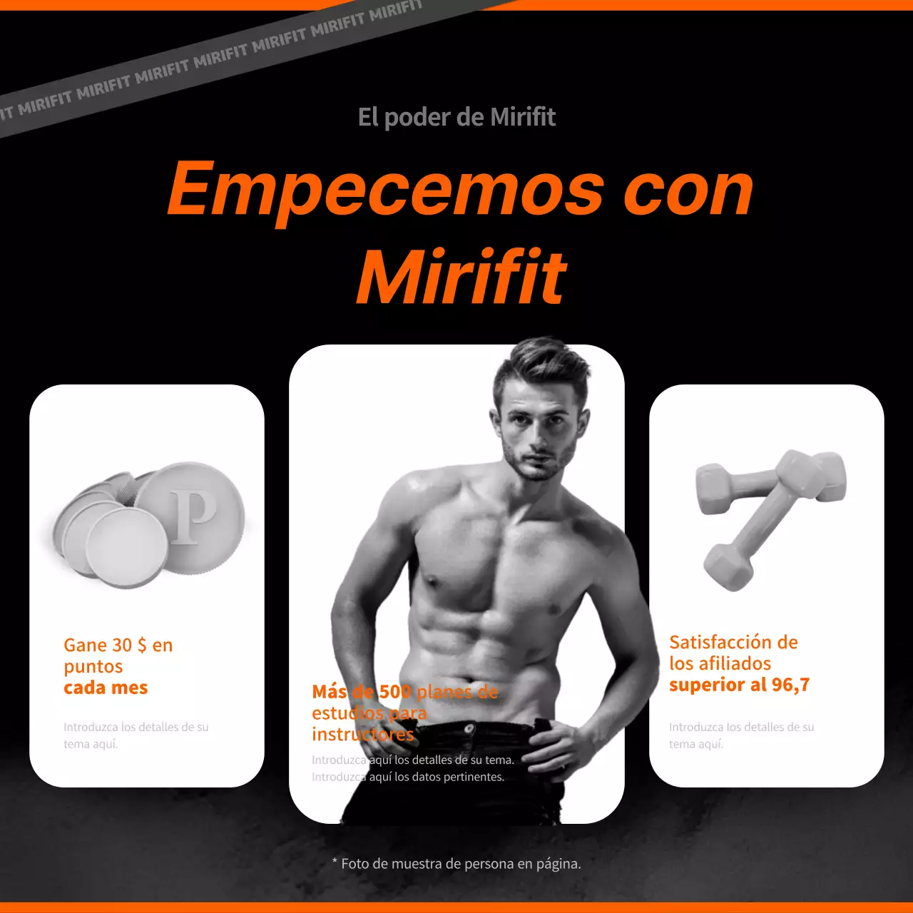 Presentación de los servicios a domicilio en negro y naranja