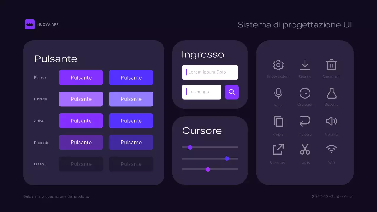 Linee guida del marchio nero e viola