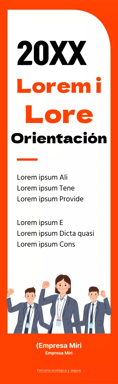 Marco de estilo sencillo en naranja y negro para información de orientación de nuevos empleados