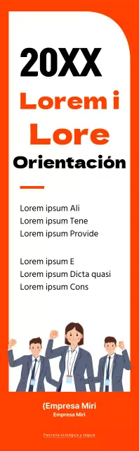 Marco de estilo sencillo en naranja y negro para información de orientación de nuevos empleados