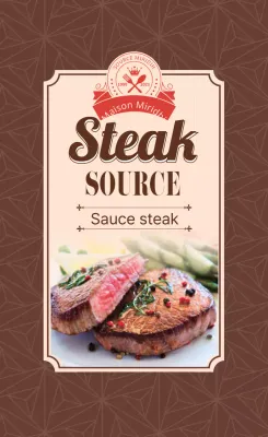 Etiquette de sauce pour steak, photo marron, vintage