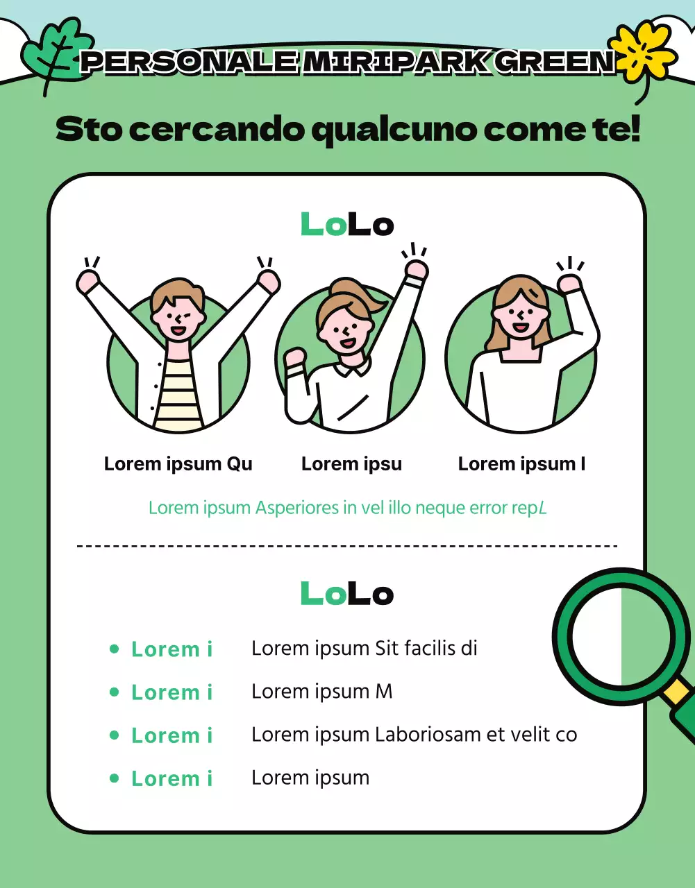 Annuncio di personale per le passeggiate verdi e gialle nel parco