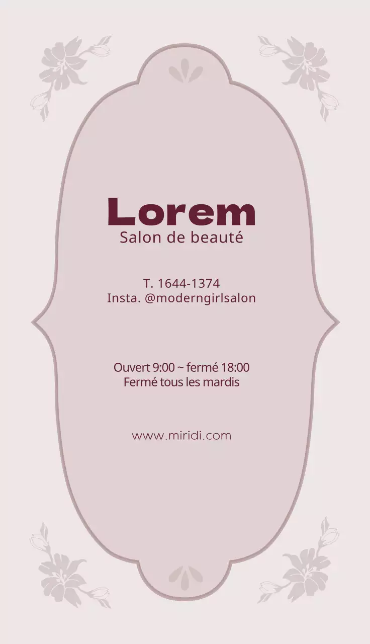 Carte de visite d'un salon de coiffure rose et violet
