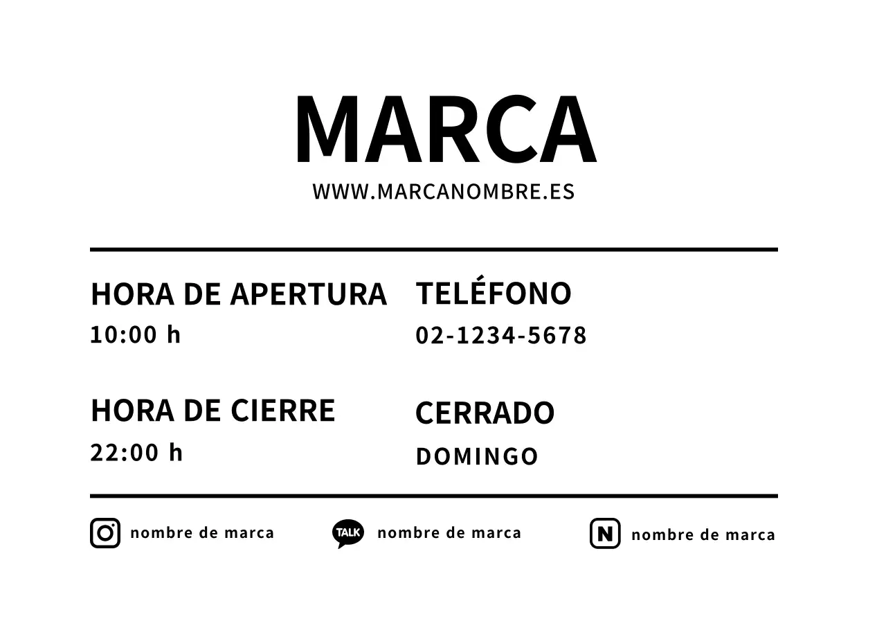Cartel transparente con el horario de apertura