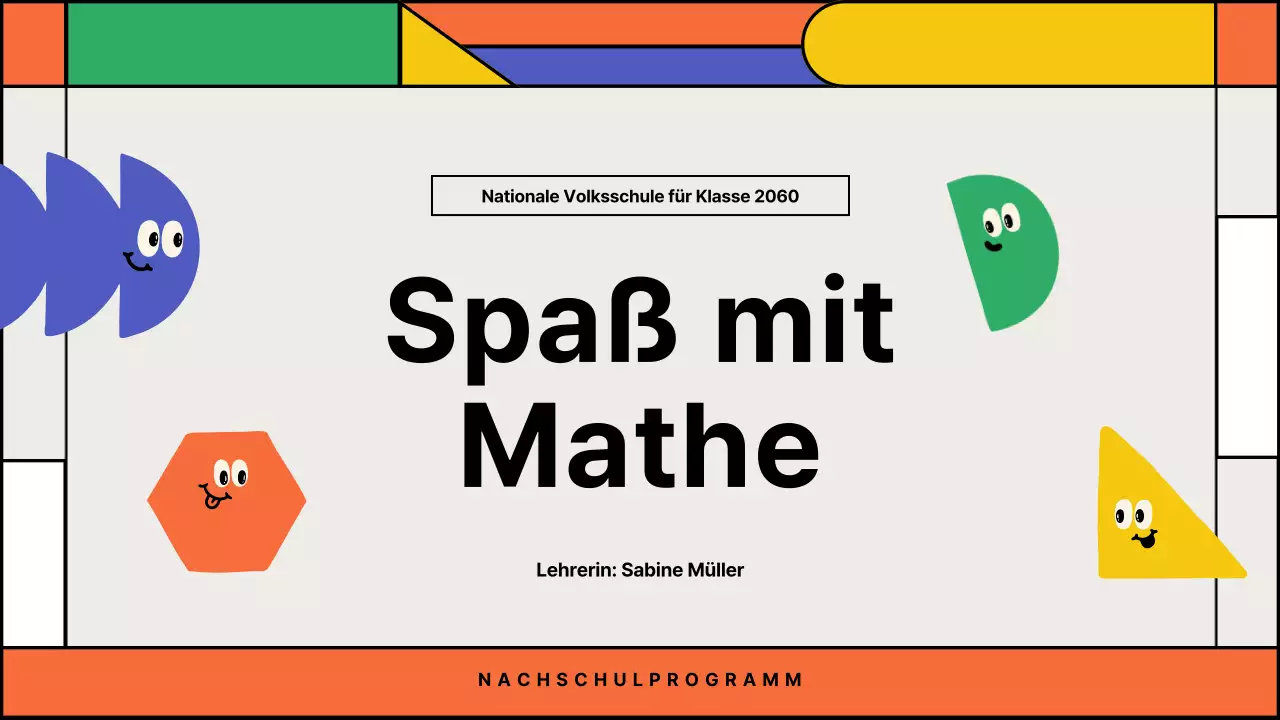 Vorschlag für außerschulischen Unterricht in spielerischer Mathematik mit bunten geometrischen Formen
