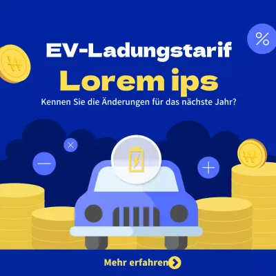 Blaue und gelbe Elektroautos und Münzen: Wie man die Kosten für eine Ladung berechnet