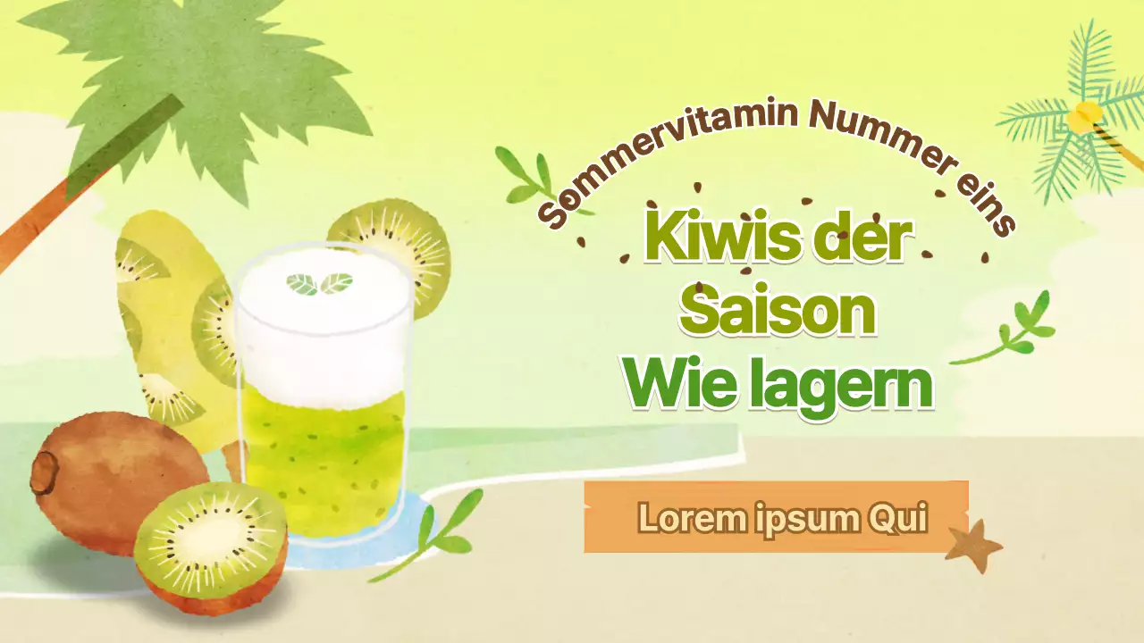 So speichern Sie das Kiwi-Thema mit grünem Aquarell-Illustrationskonzept