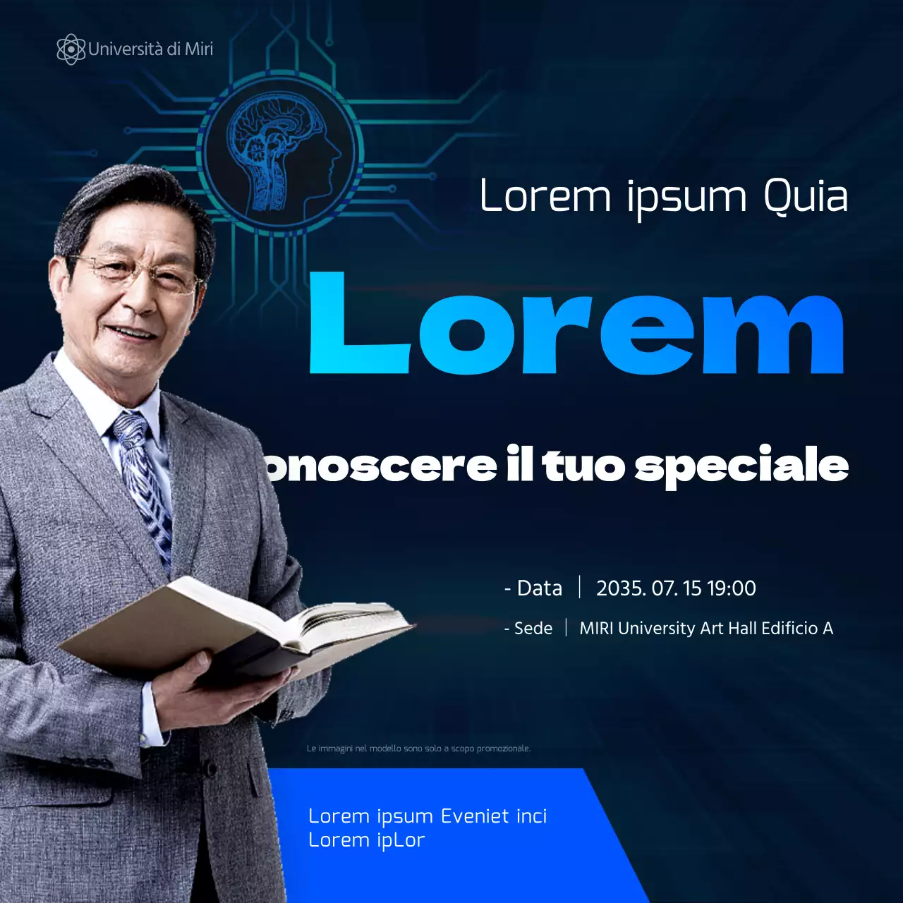 Immagini blu, pulite e fotorealistiche Concetti pratici Scienza del cervello Pensiero logico Promuovere eventi speciali