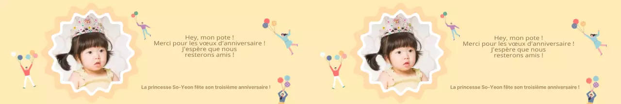 Fête d'anniversaire avec photo jaune mignonne