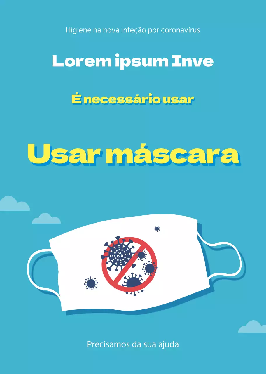 Instruções para usar uma máscara azul ilustrada