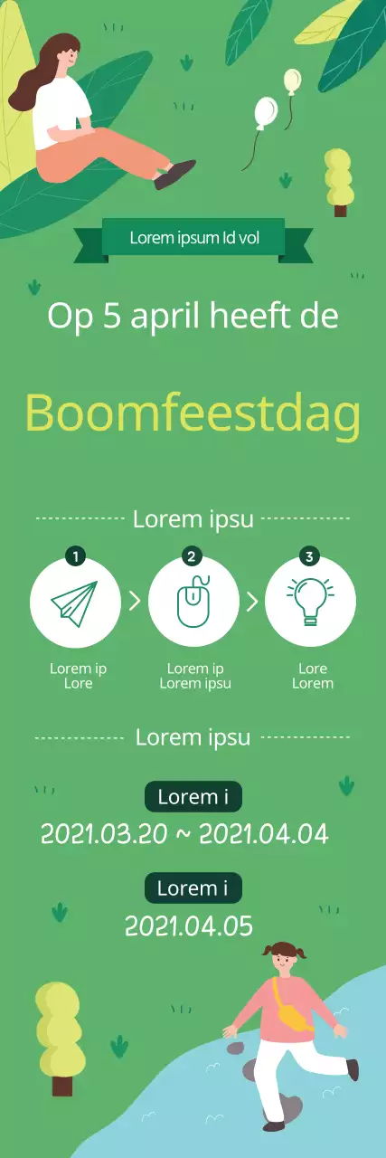 Groene Illustratie Schattige Arbor Day Promotie