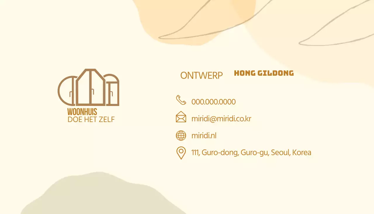 Geel beige illustratie logo kunst school visitekaartje