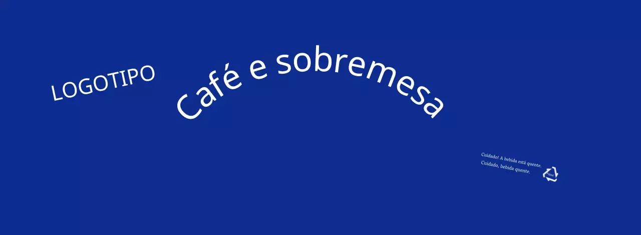 Café com texto em letras simples azuis