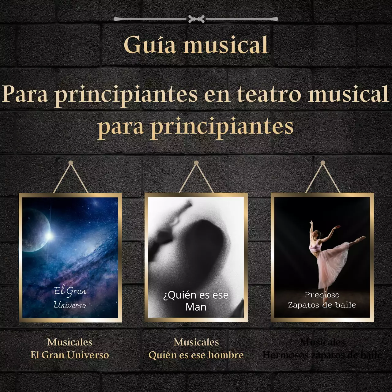 Una guía para principiantes sobre el teatro musical con un concepto de fondo de ladrillo negro oscuro