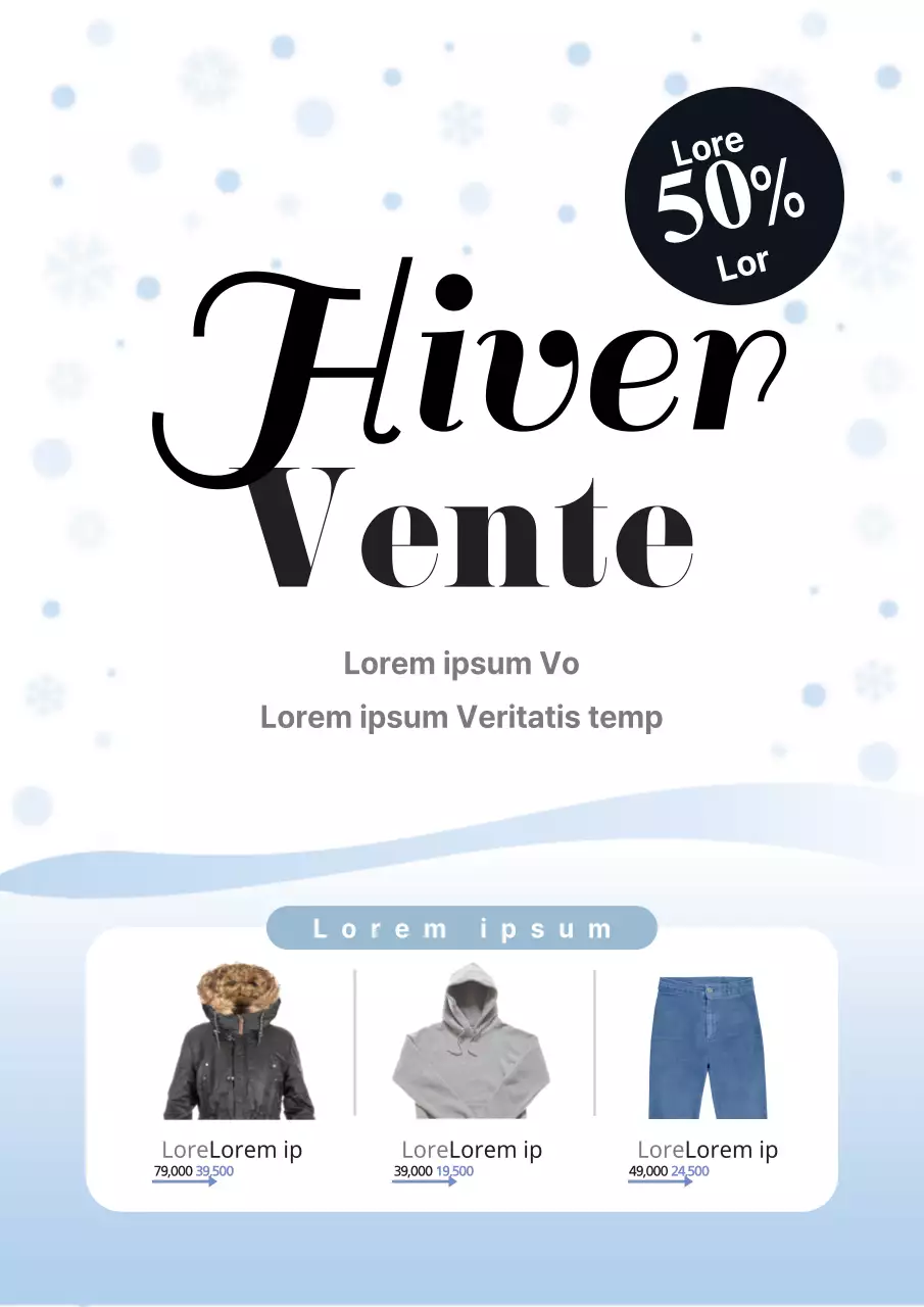 Flyer de vente de vêtements simple blanc bleu