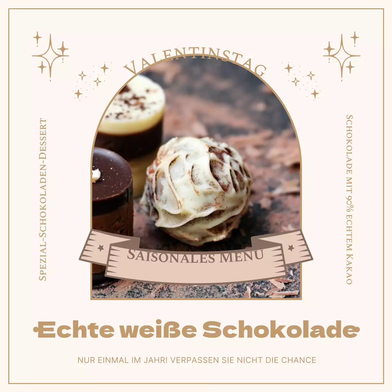 Einführung einer limitierten Dessertkarte zum Valentinstag in Beige und Gold