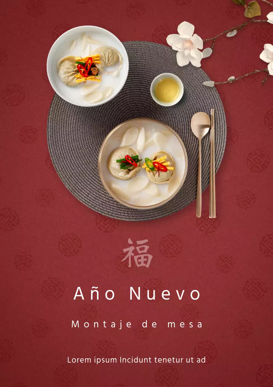 Tradicional cartel de descuentos de Año Nuevo con fondo rojo