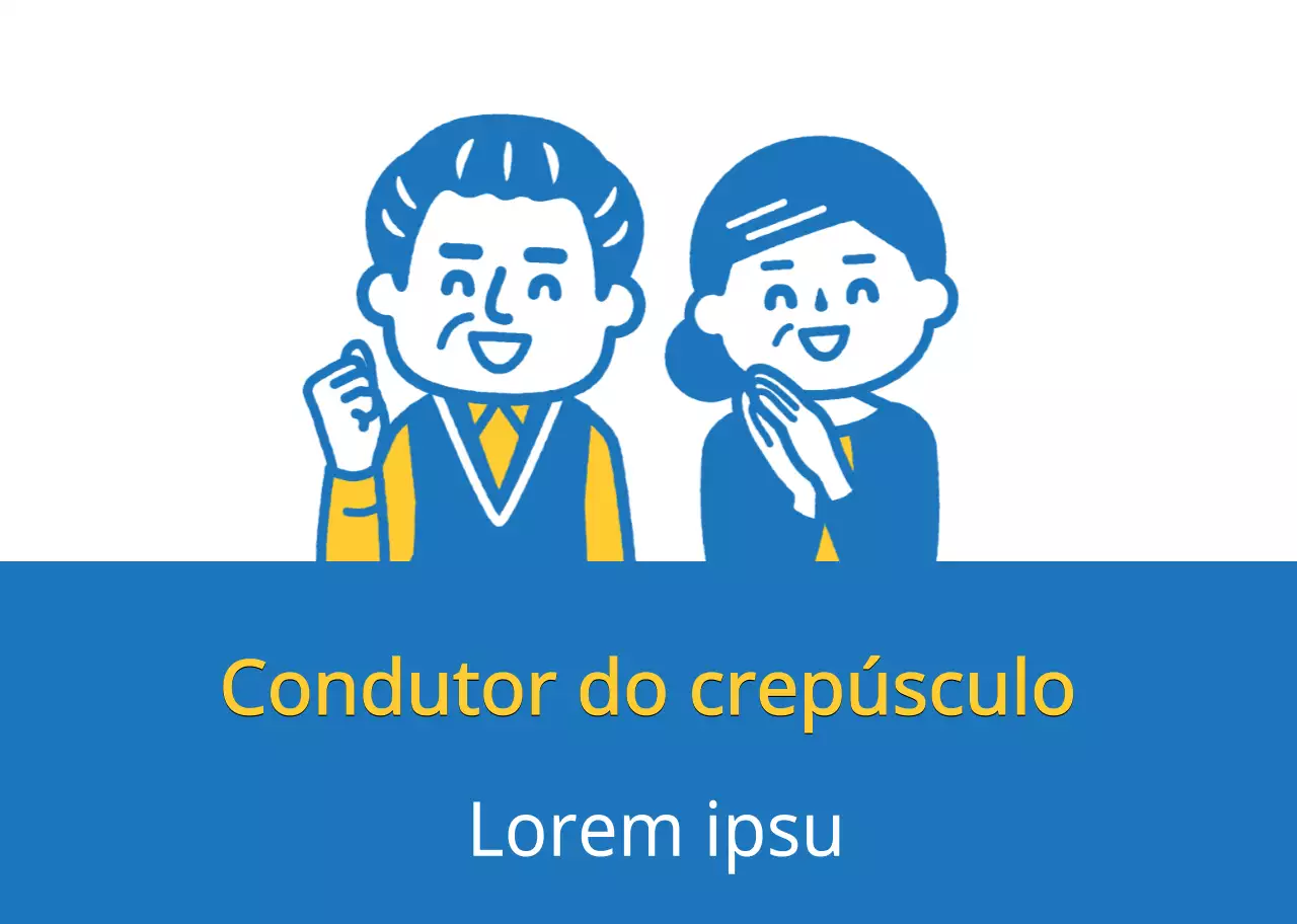 Ilustração de um casal de idosos azul e branco com uma condução segura
