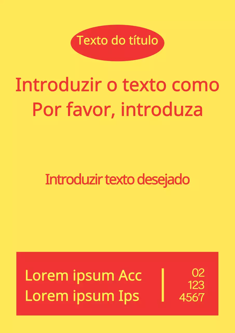 Montra simples com formas e texto em amarelo e vermelho