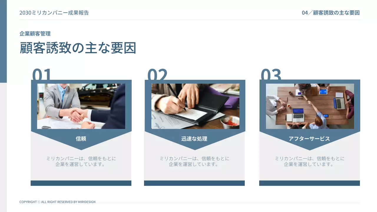 青 モダン ビジネス 報告書 プレゼンテーション