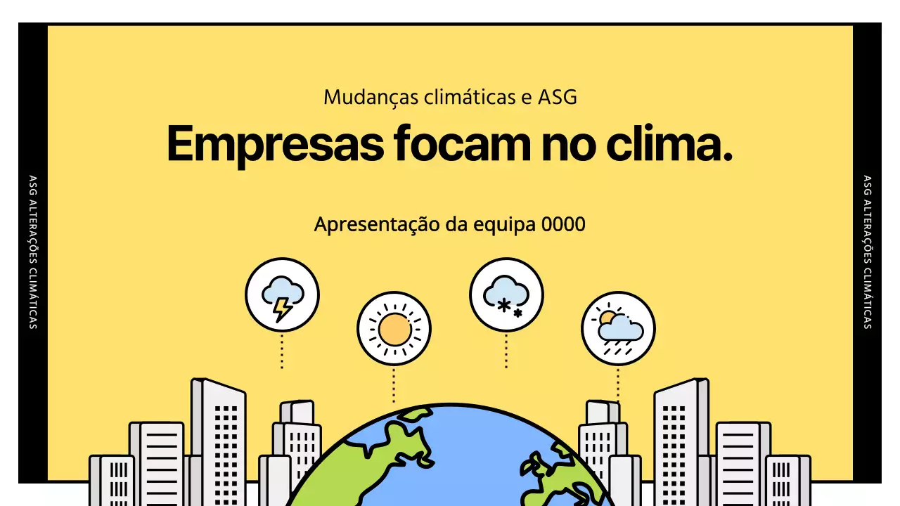ESG simples e alterações climáticas a amarelo e preto