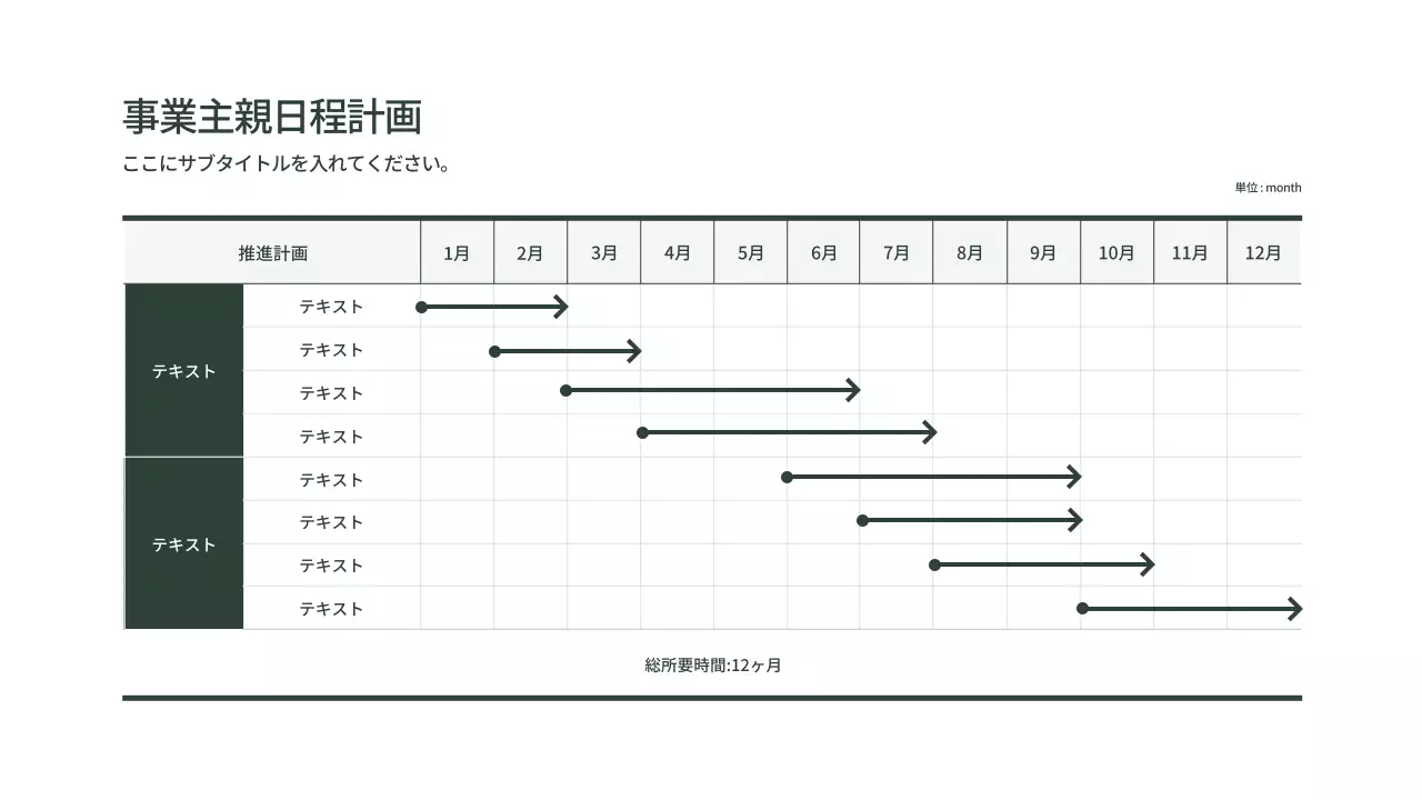 緑 シンプル 計画書 予定表 インフォグラフィック