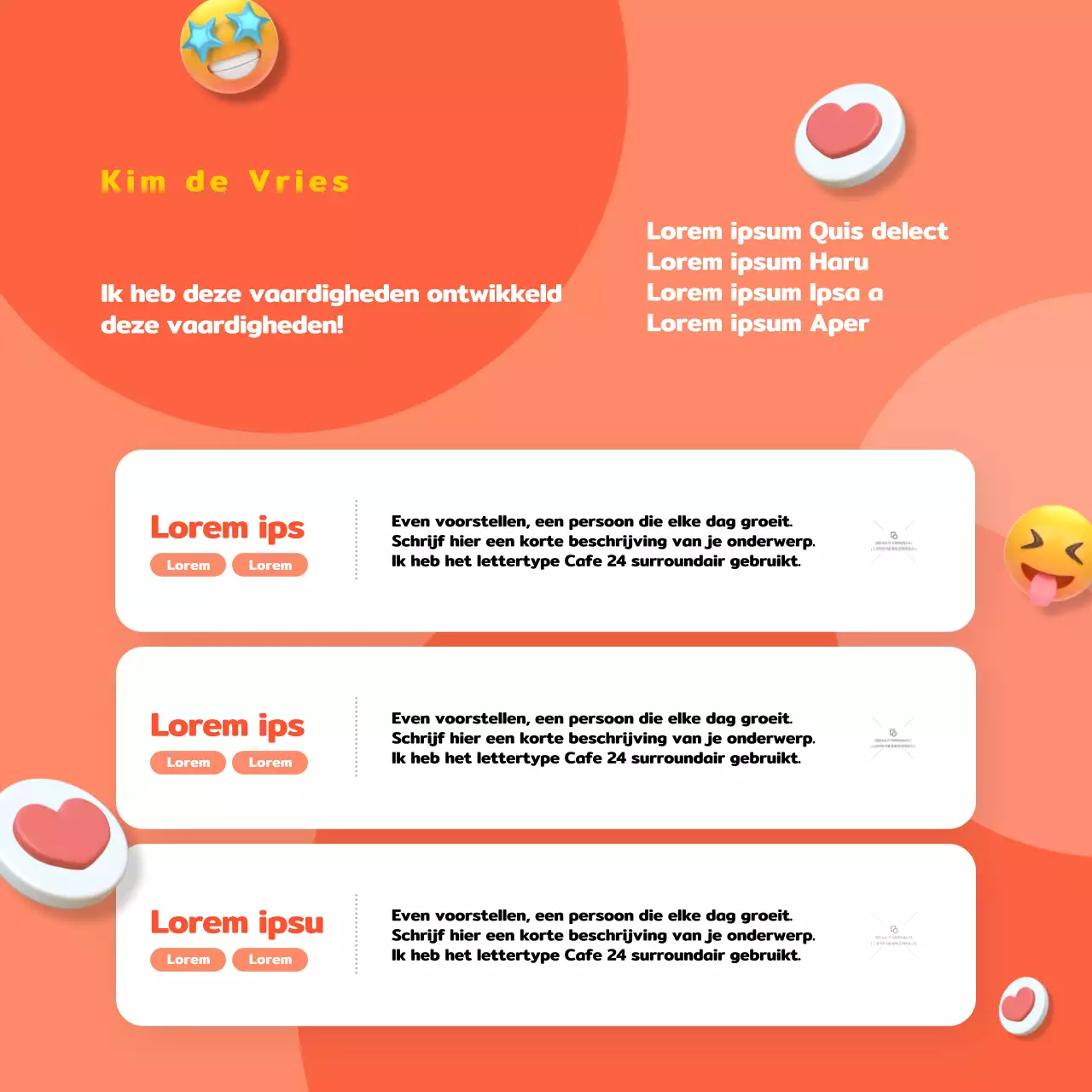 Oranje en koraal 3D-pictogramInstagram bio-inhoud