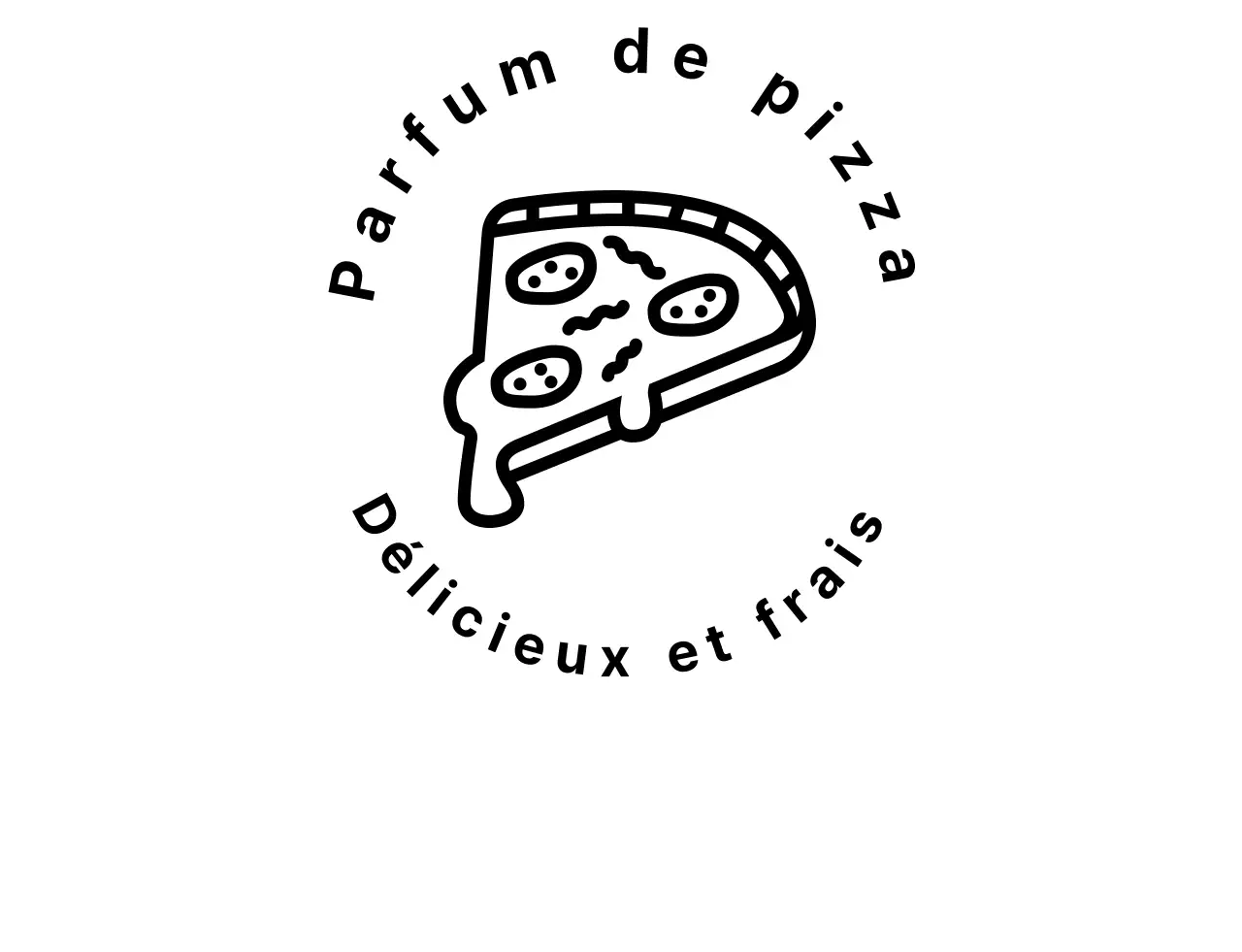 Logo symbolique pizza avec badge noir, propre et vintage